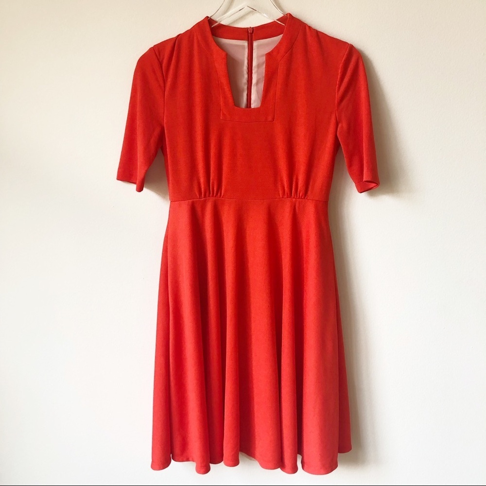 ModCloth Myrtlewood Orange Retro Dress